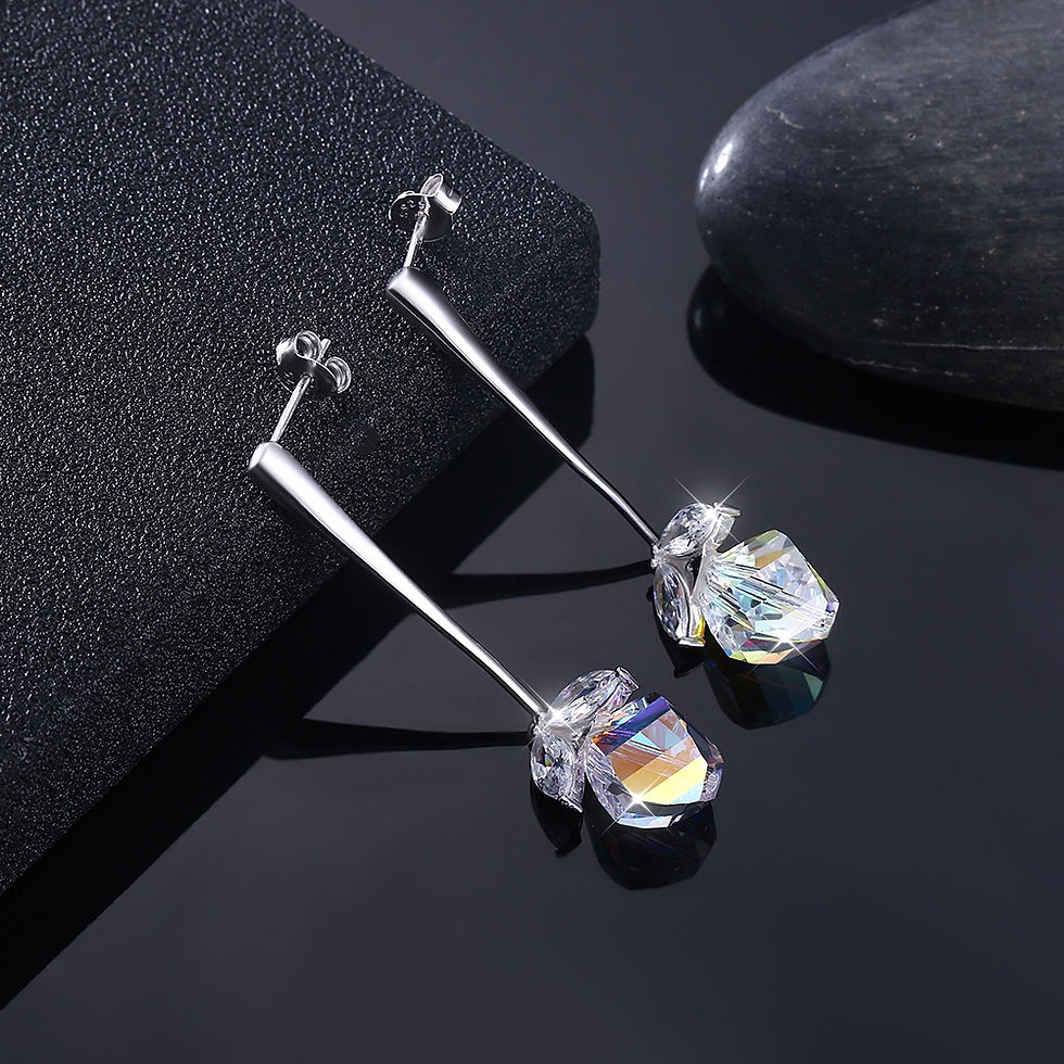 Thumbnail: Irregular Crystal S925 Sterling Silver Earrings