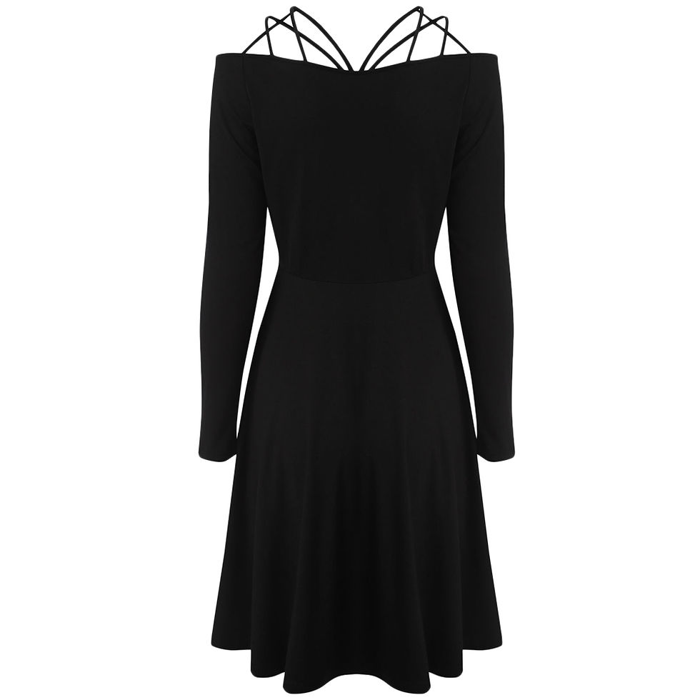 Thumbnail: Strappy Cut Fit and Flare Dress