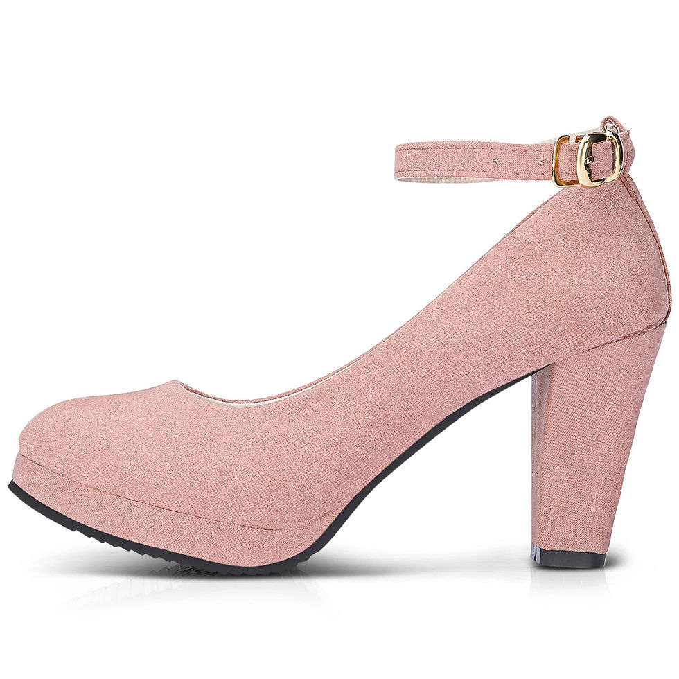 Thumbnail: Chunky Heel Suede Round-toe Angle Strap Buckle Women Shoes