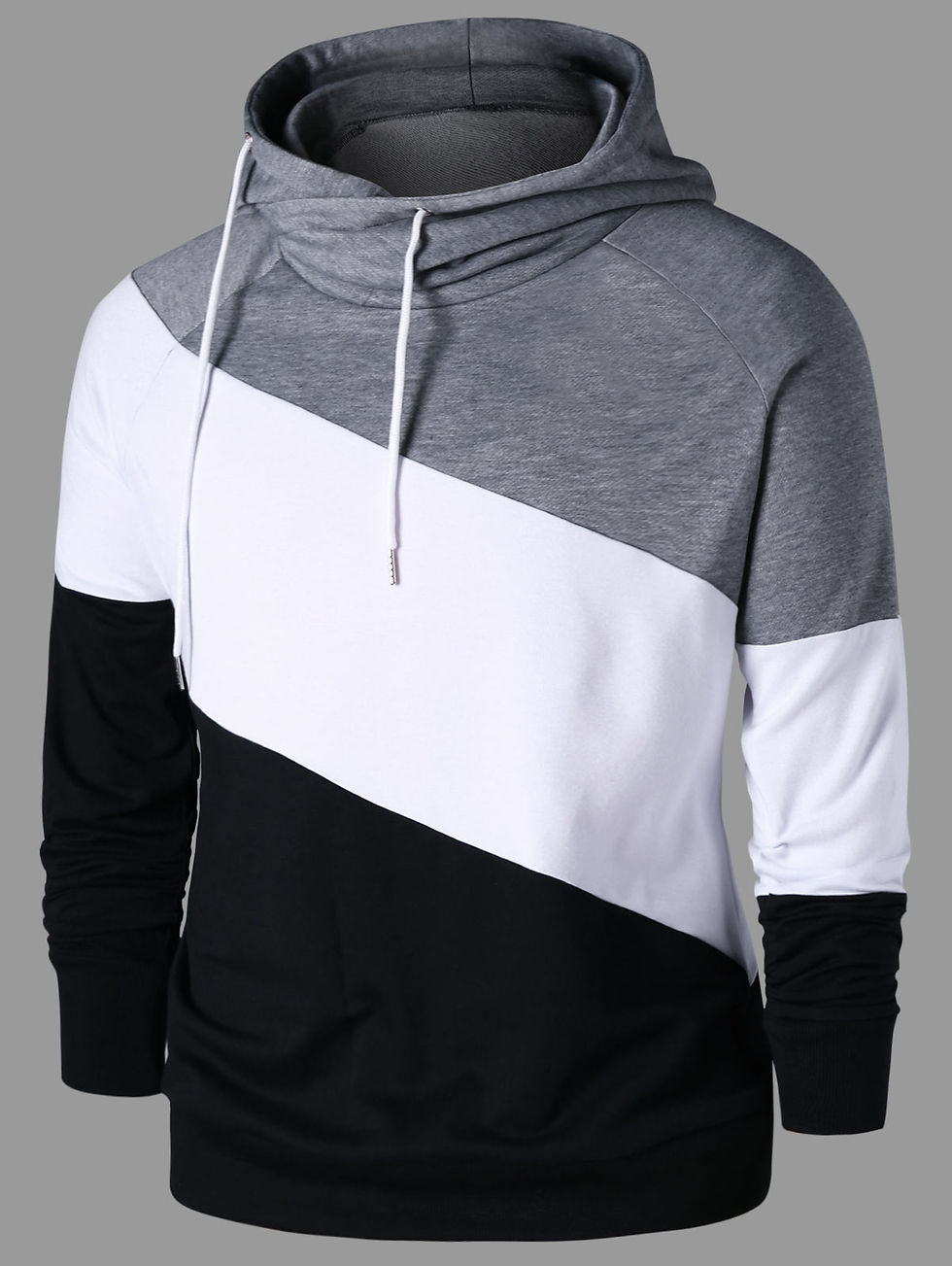Thumbnail: Color Block Raglan Sleeve Drawstring Neck Hoodie