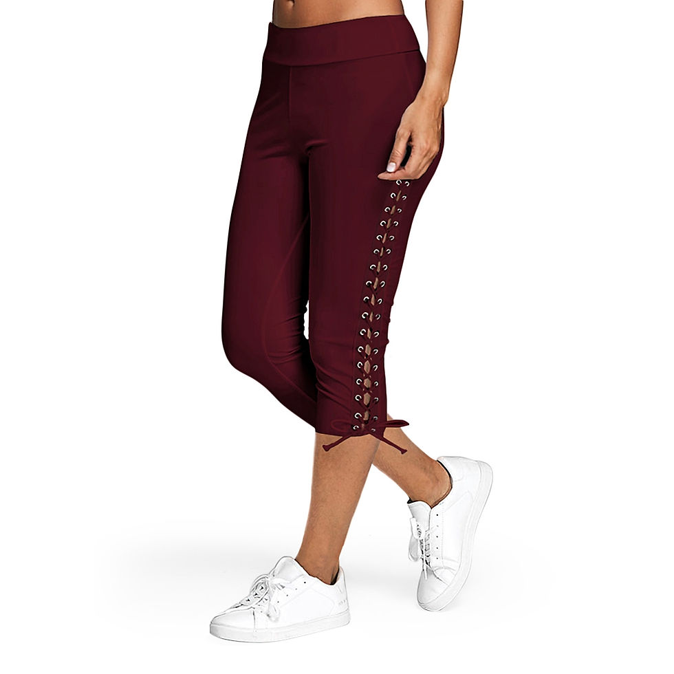 Thumbnail: Lace Up Skinny Crop Leggings