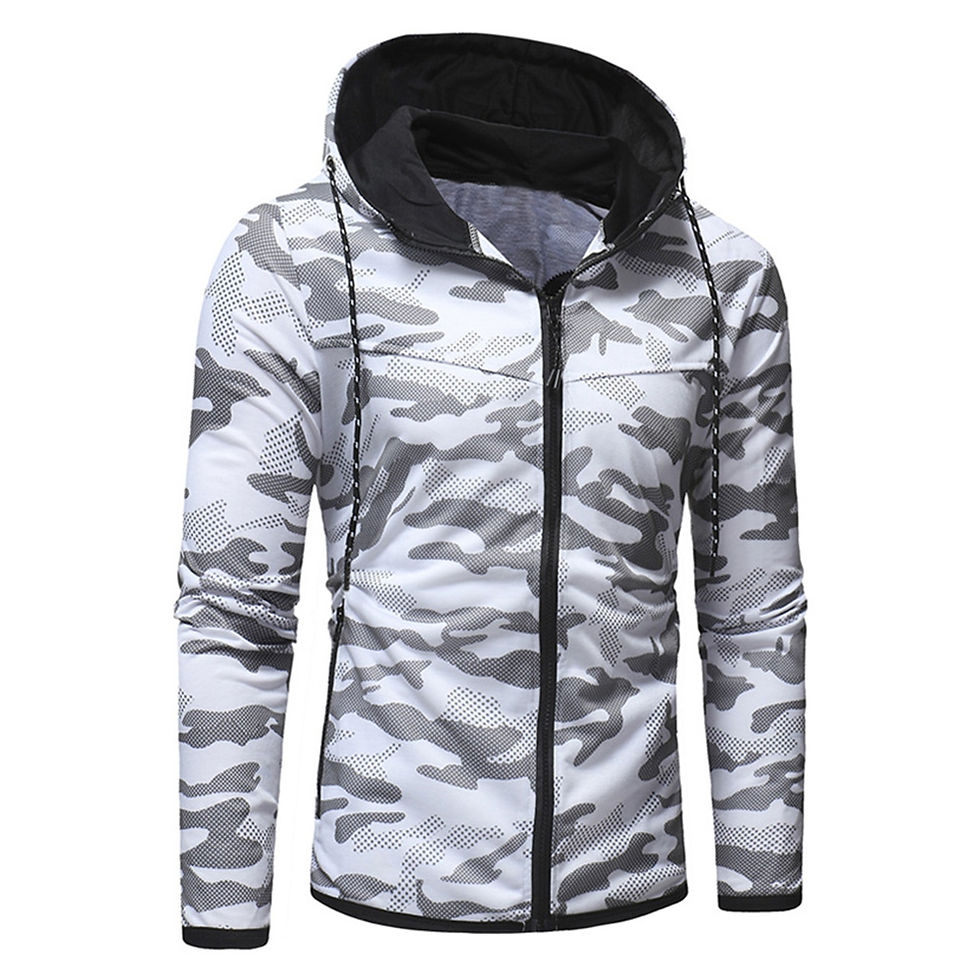Thumbnail: Drawstring Camo Zipper Hoodie