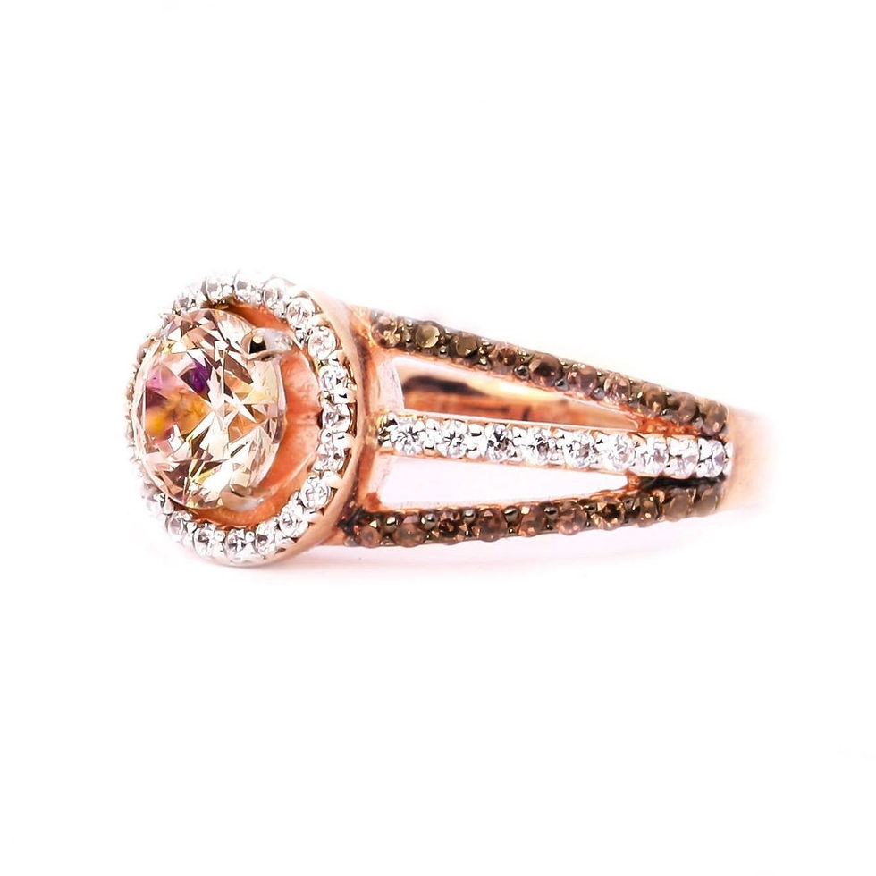 Thumbnail: Luxury Exquisite Rose Gold Gemstone Diamond Charm Crystal Bride Princess Ring