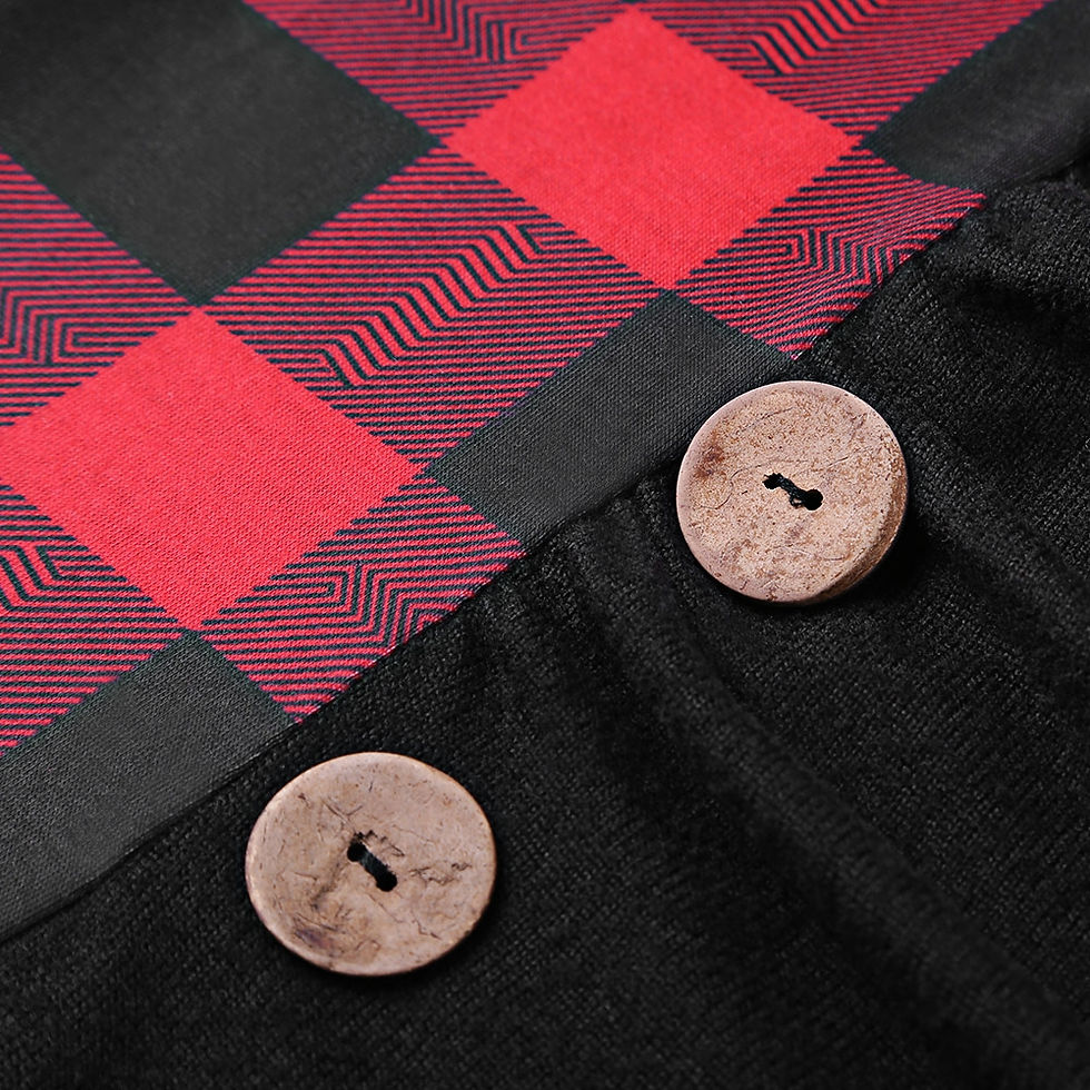 Thumbnail: Plaid Trim Cowl Neck Tunic Sweatshirt Dress - Black