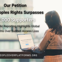 A woman stands at a window overlooking a city while viewing an “account disabled” message on her laptop, representing widespread concerns over sudden digital access loss.