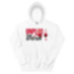 White hoodie with "UNPLUG THE SYSTEM" text and graphic design. People Over Platforms