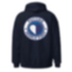 Navy blue hoodie with "PUTTING PEOPLE FIRST" logo on the back.