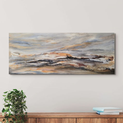 abstract Landscape seascape painting textured acrylic vancouver artist original neutrals, moody, home design, nature inspired art, 