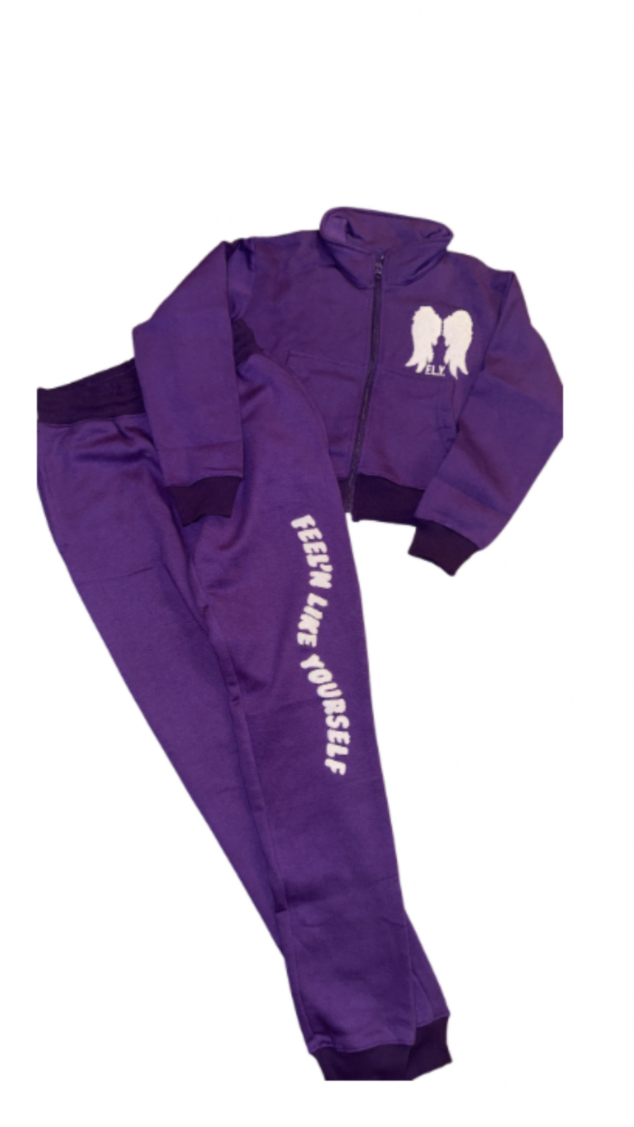 Women's Feel'N Royal N Purple Cropped Top Sweatsuit