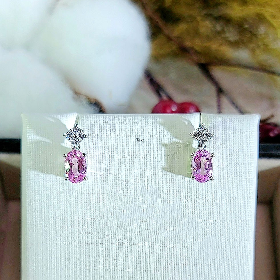 18KW Gold Pink Sapphire Diamond Earrings
