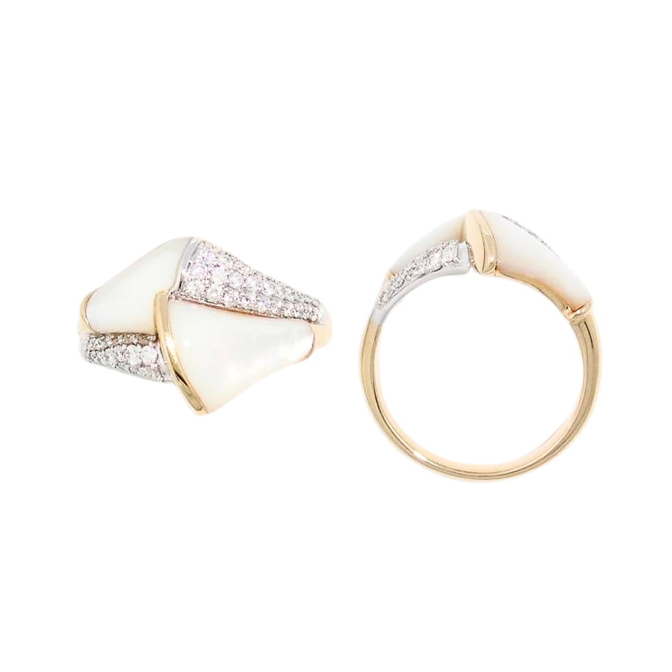 Thumbnail: 18KY+W Gold Mother of Pearl Diamond Ring