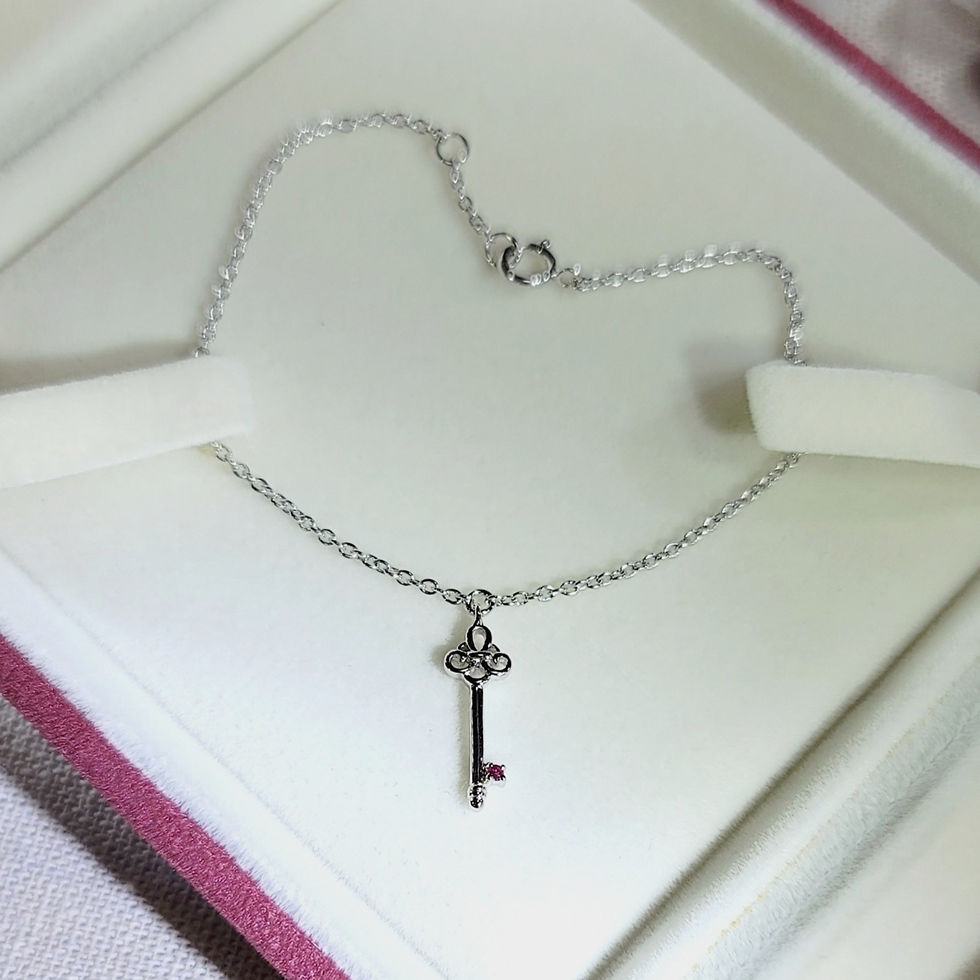 Silver Key with Ruby Bracelet