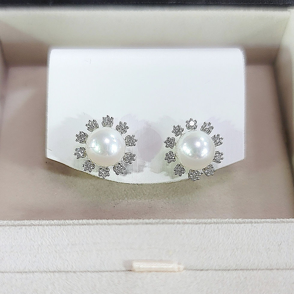 18KW Gold Pearl Diamond Earrings