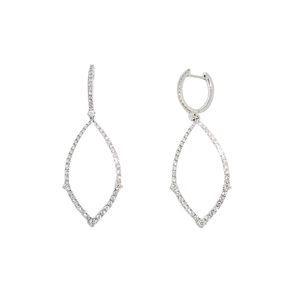 Thumbnail: Teardop Drop Diamond Hoop Earrings