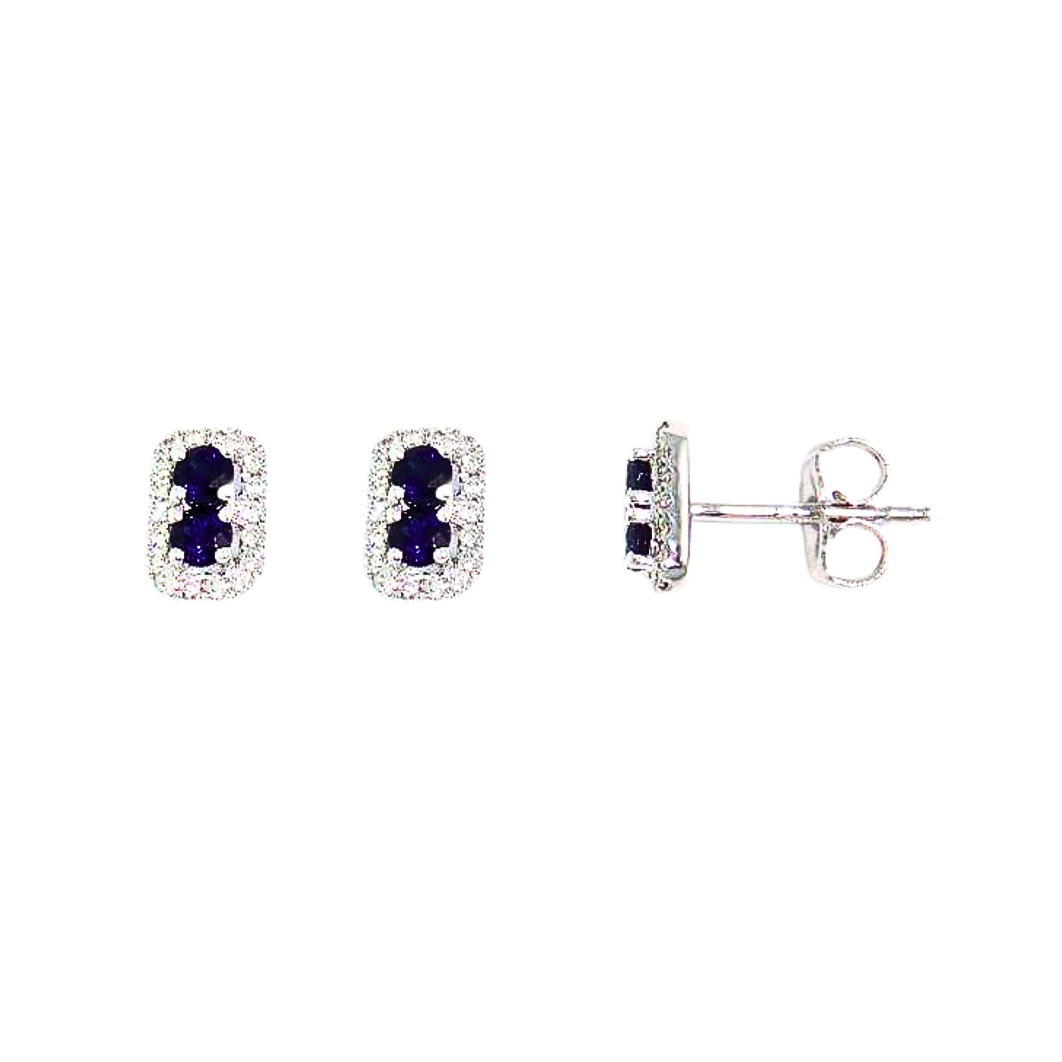 18KW Gold Blue Sapphire Diamond Earrings