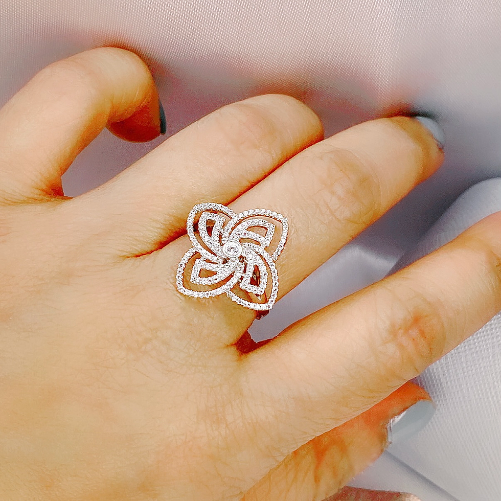Thumbnail: Sacred floral ring with cz diamonds