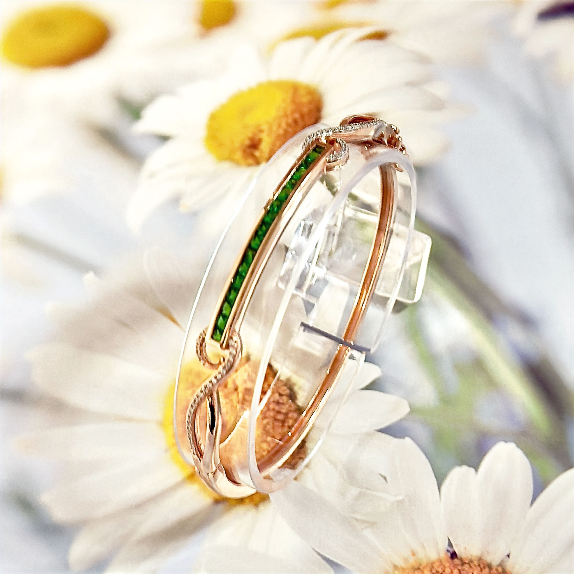 Silver Peridot Bangle