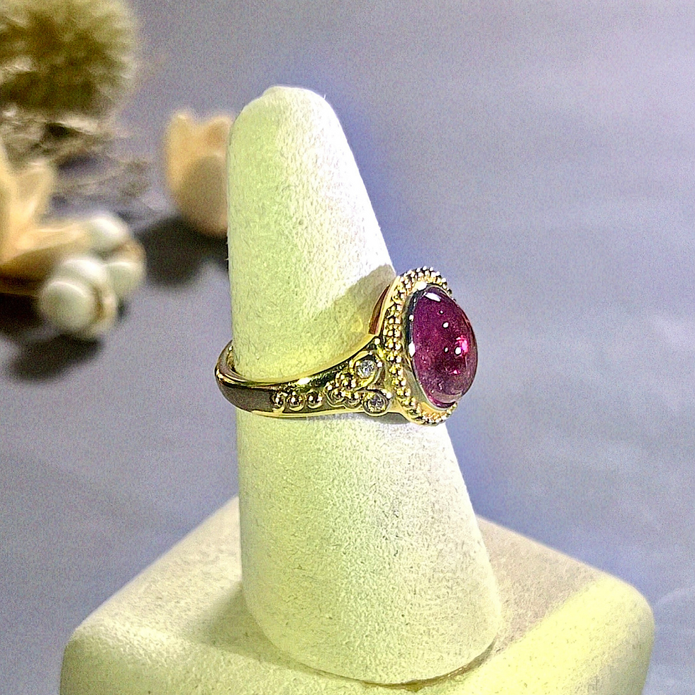 Thumbnail: 18KY Gold Red Tourmaline Diamond Ring