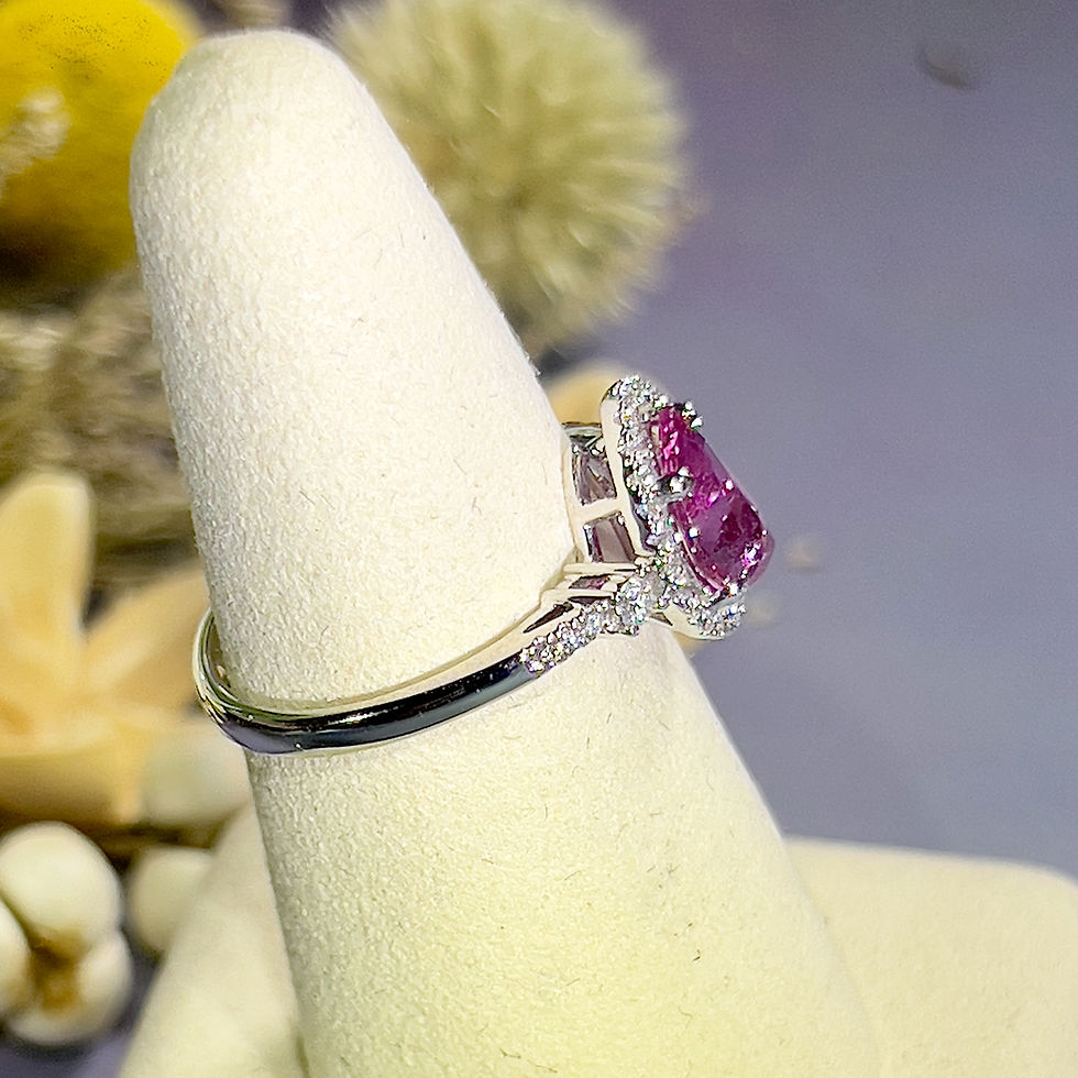 Thumbnail: 18KW Gold Pink Sapphire Diamond Ring