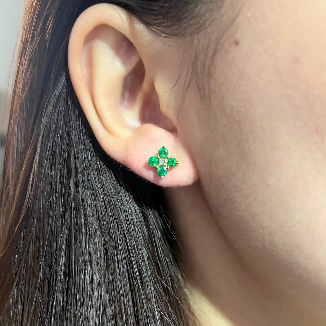 18KY Gold Emerald Earrings