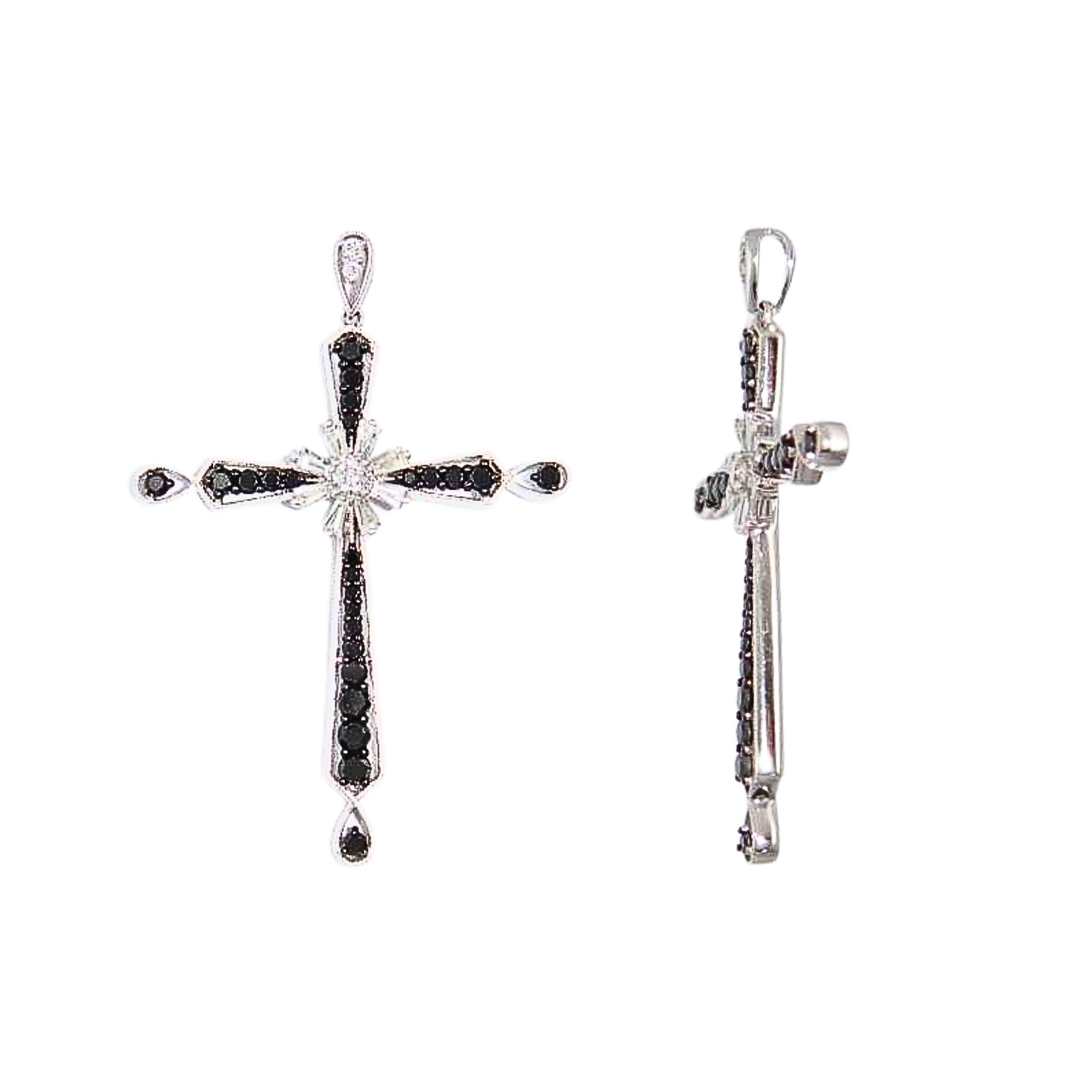 18KW Gold Black and White Diamond Pendant