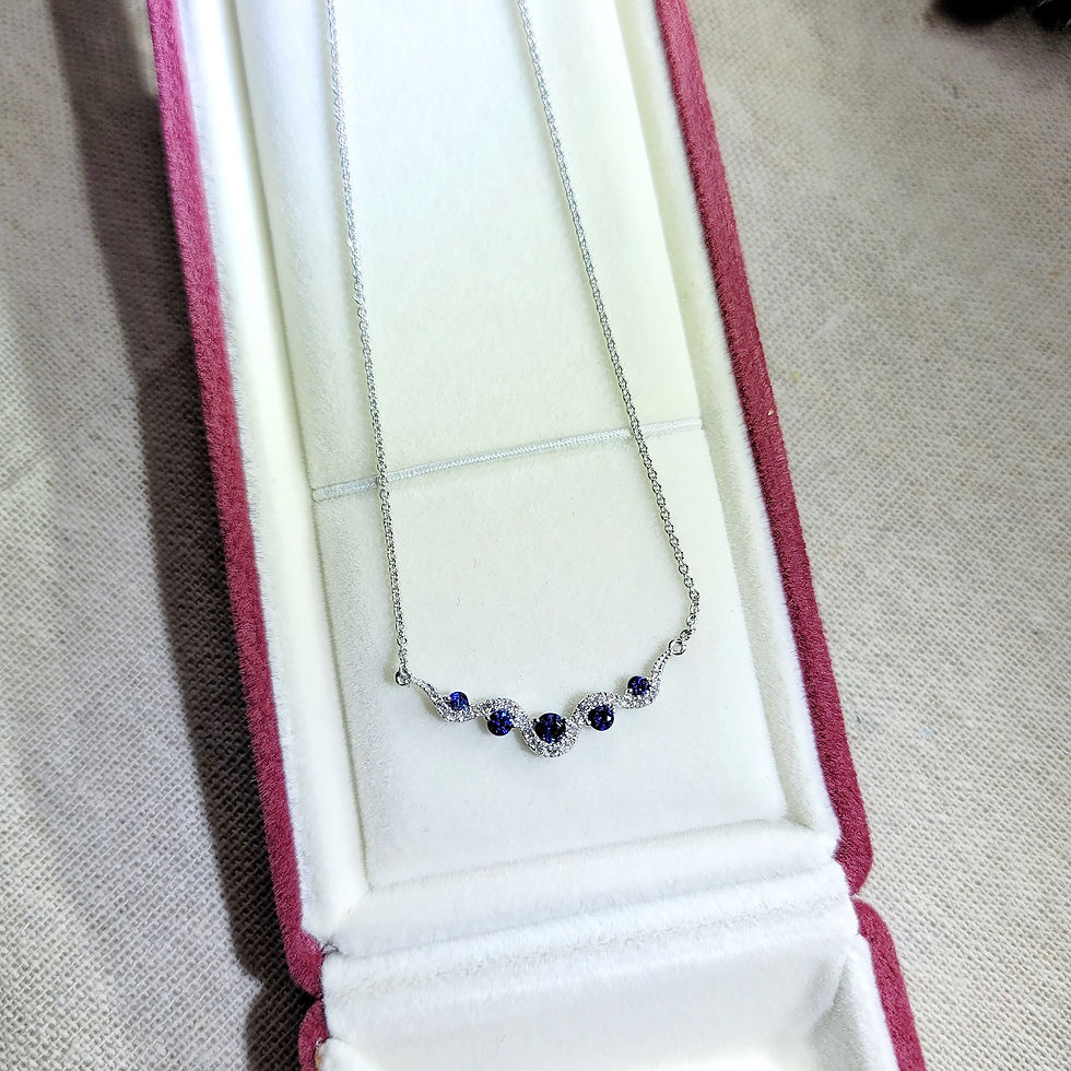 18KW Gold Blue Sapphire Diamond Necklace