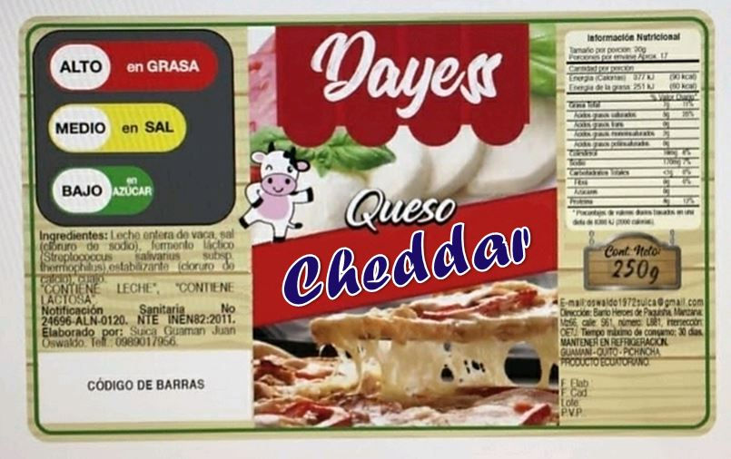 Queso Cheddar Laminado 250gr.
