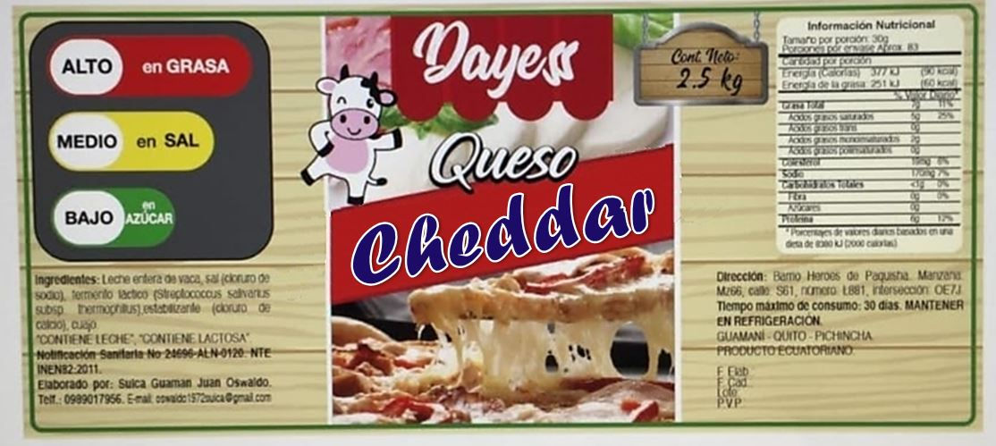 Queso Cheddar Laminado 2500gr.