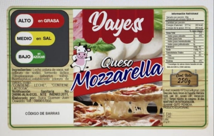 Queso Mozzarella Laminado 250gr.