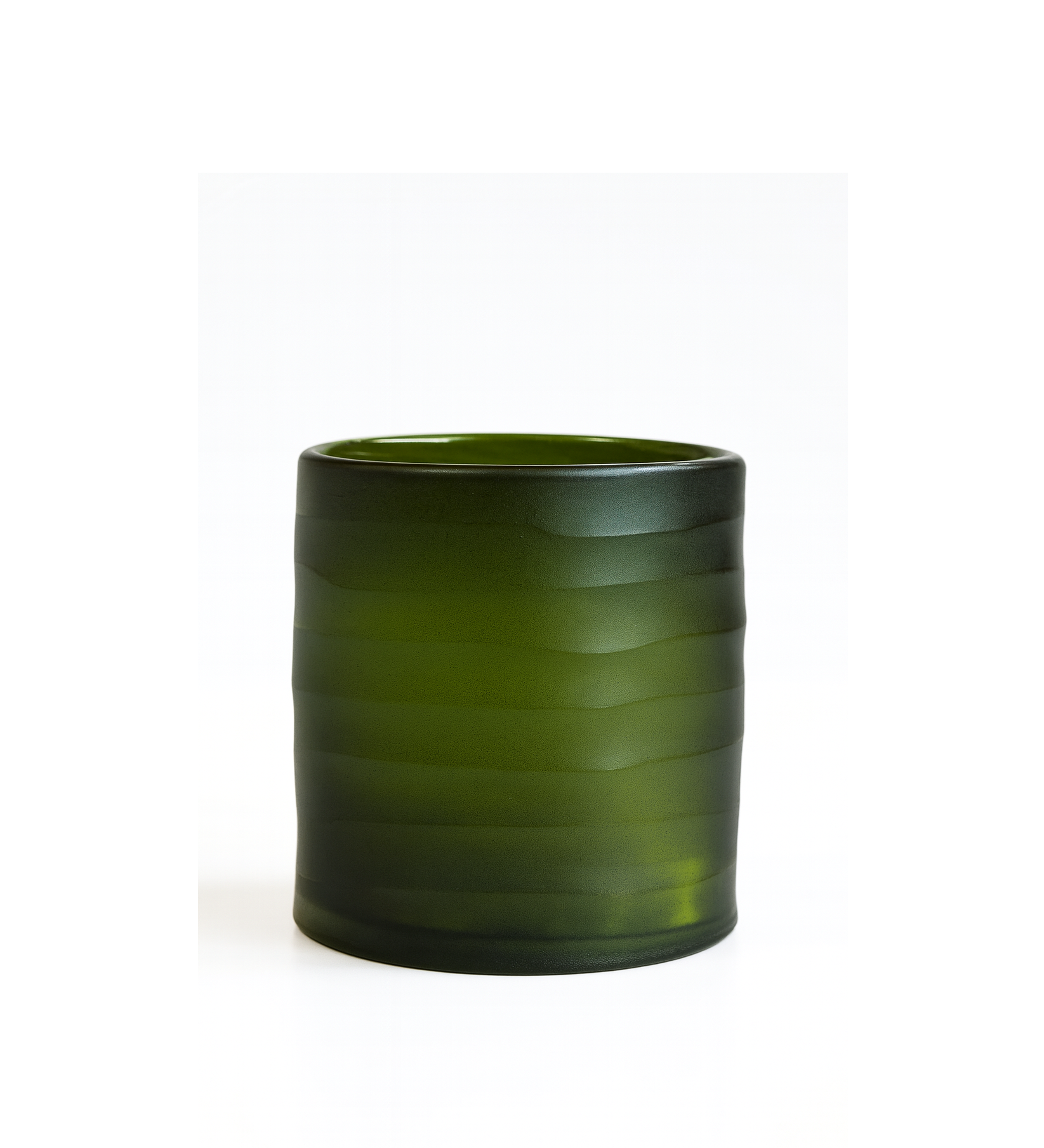Green carved short cylinder vase/Candle Holder