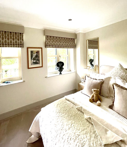 Roman blinds with traditional plmet Ascot Mimosa Interiors  www.mimosainteriors.com