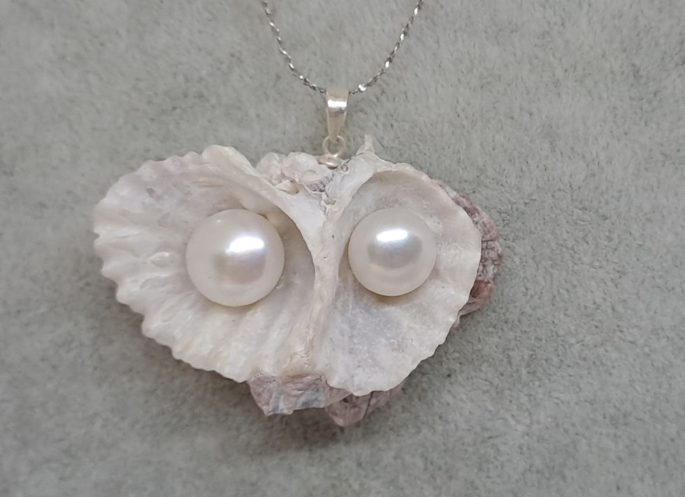 Thumbnail: 925 Sterling zilveren ketting van schelp met parels