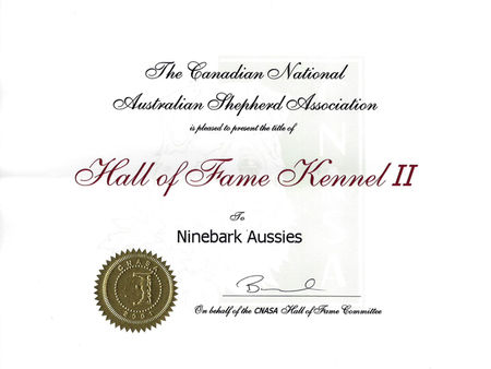 Ninebark achieves CNASA Hall of Fame Kennel II