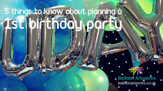 1st birthday party balloon decorations Derby Derbyshire by Balloon Artworks, Ripley