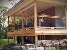 Wood deck with railings