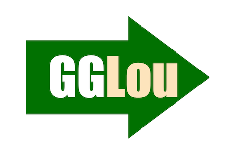 Green arrow with letters GGLou