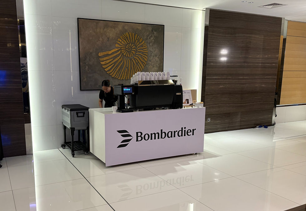 Simply Custom Barista and Bombardier-coffee brand engagement at events