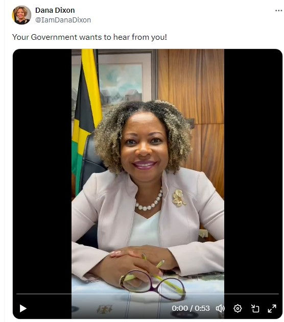 Minister Dixon speaking to her digital audience