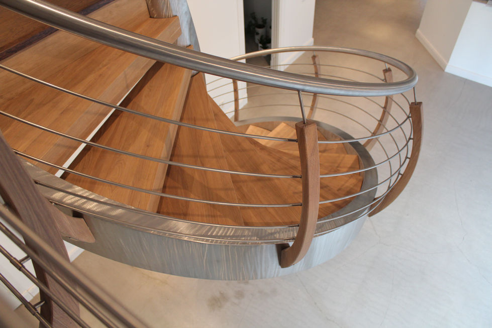 Stainless steel and oak railings