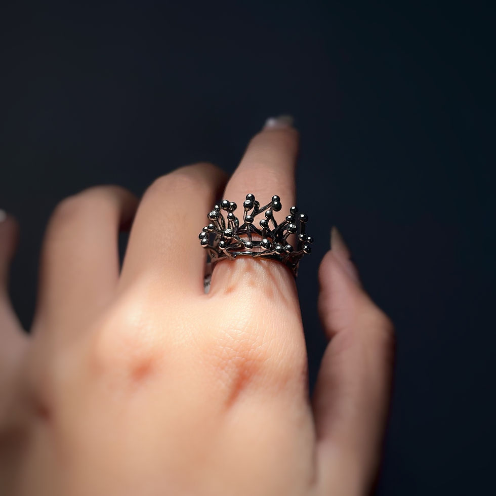 Thumbnail: ANEMONE SINGLE silver ring with diamond