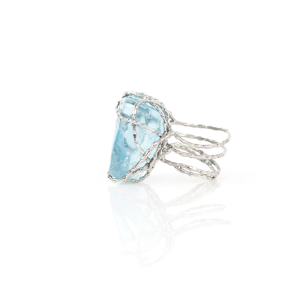 Thumbnail: WENDY aquamarine silver ring freeform