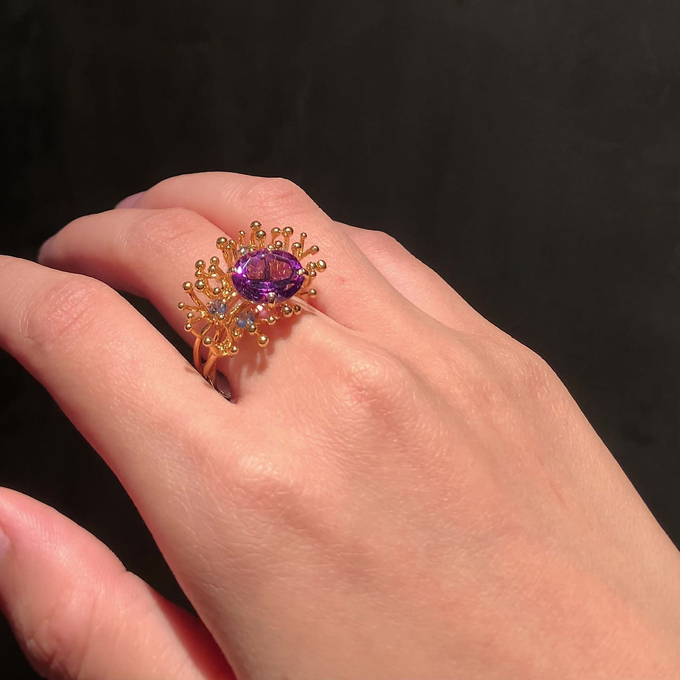 Thumbnail: ANEMONE SINGLE amethyst & blue sapphire 10K gold ring