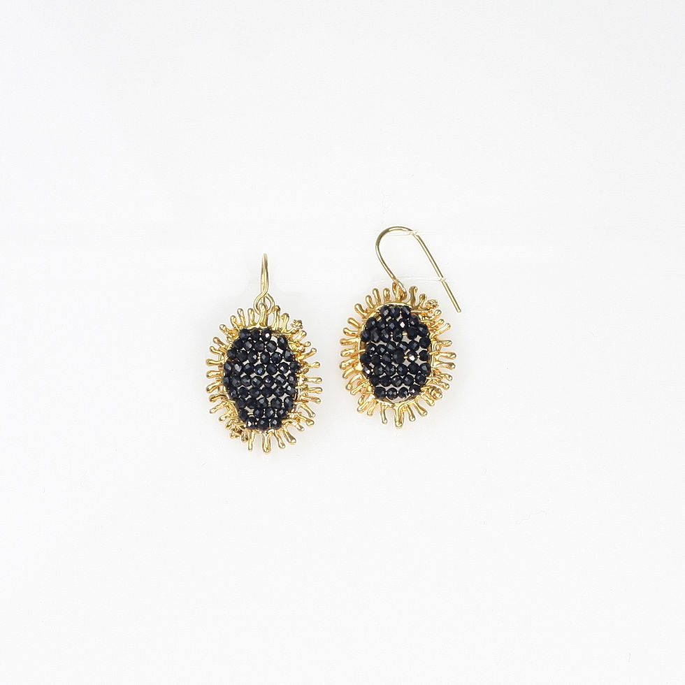 Thumbnail: CAMILLE SINGLE black spinel silver earrings