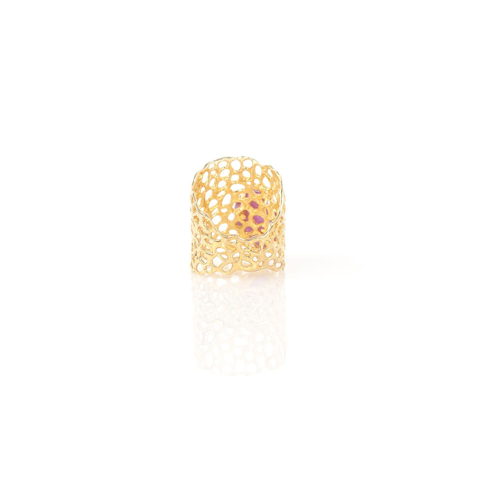 Thumbnail: CARLOTTA pink sapphire - silver & 10K gold ring
