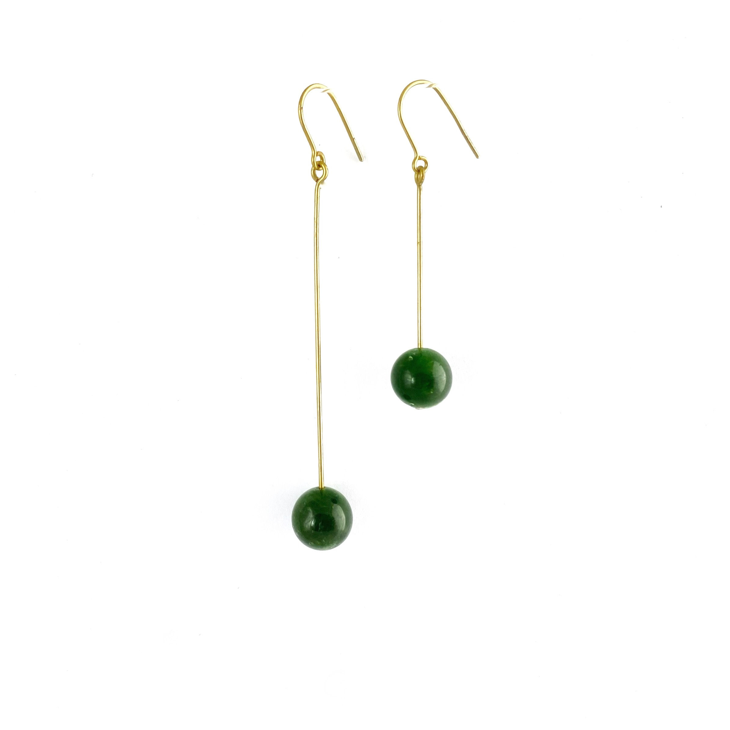 LOLLIPOP chrome diopside 10K gold asymmetrical earrings