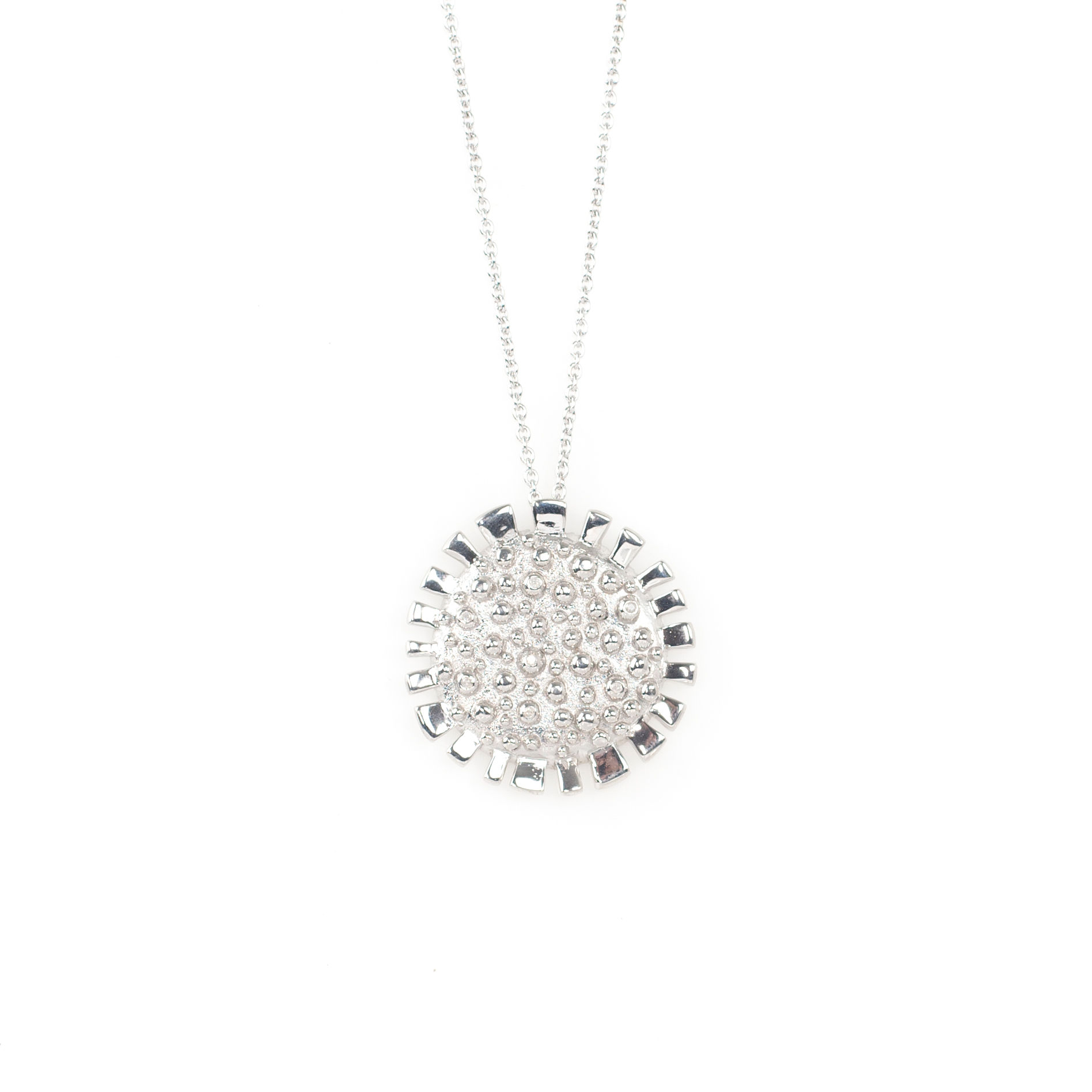 CORAL silver pendant with diamond