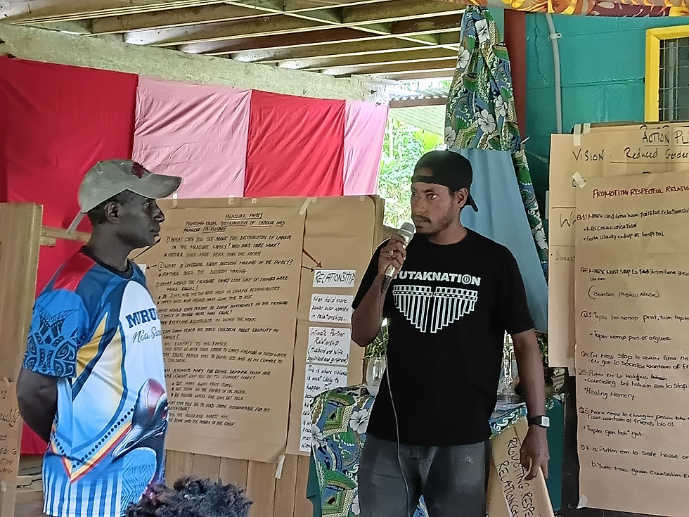 Facilitator explaining a session to a participant.