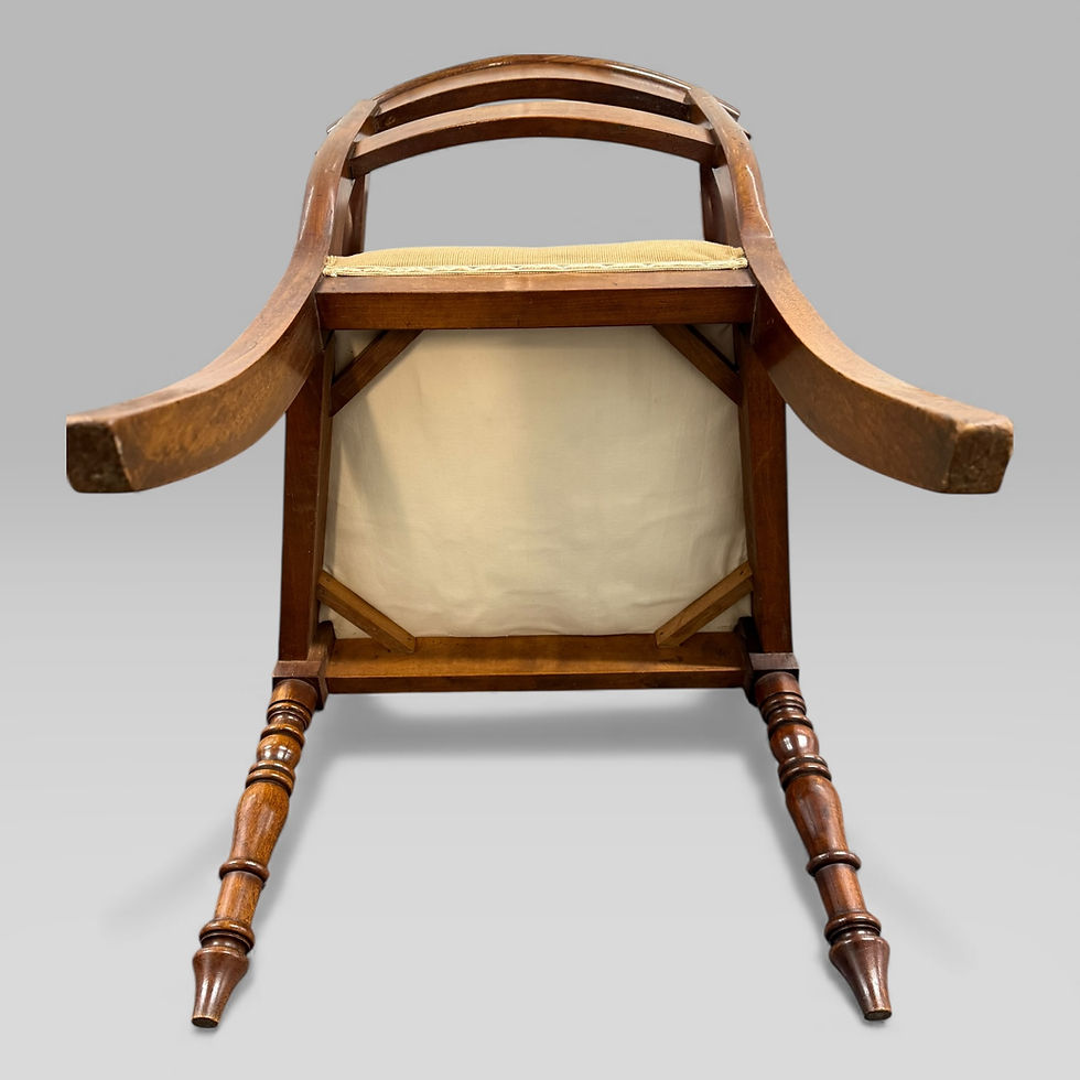 Thumbnail: Antique William IV Mahogany Elbow Chair with Carved Tulip Legs