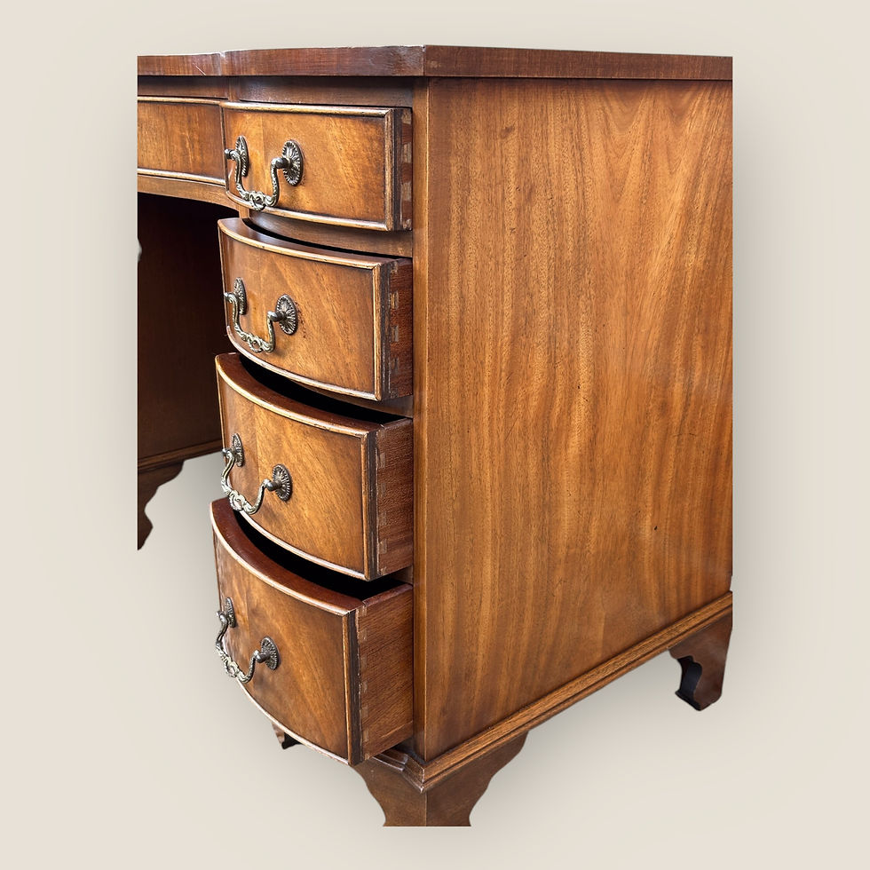 Thumbnail: Walnut Georgian Style Serpentine Shaped Pedestal Desk