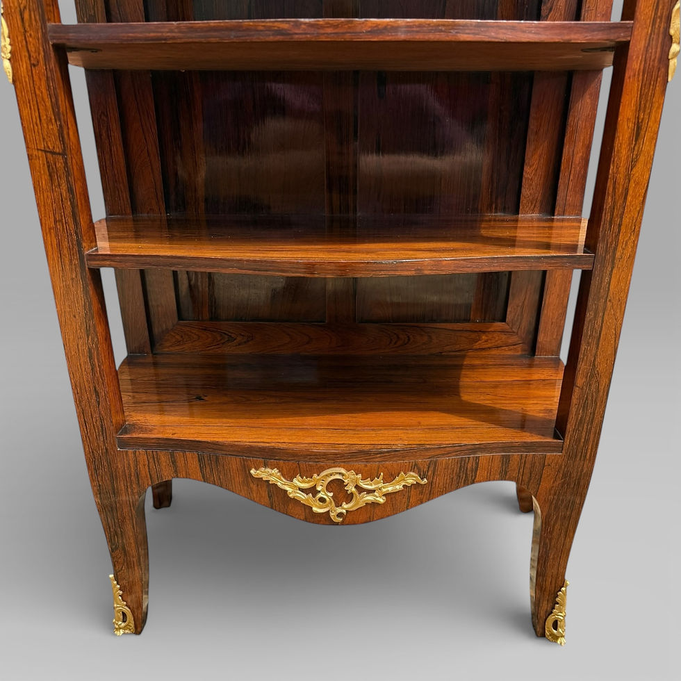 Thumbnail: Antique French Rosewood & Marble Brass Ormolu Side Cabinet with Book Shelves